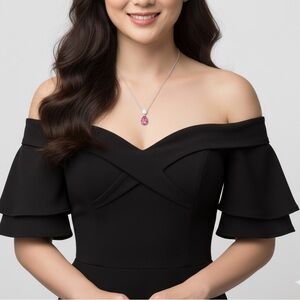 Chic Pink and Silver Teardrop Pendant Necklace